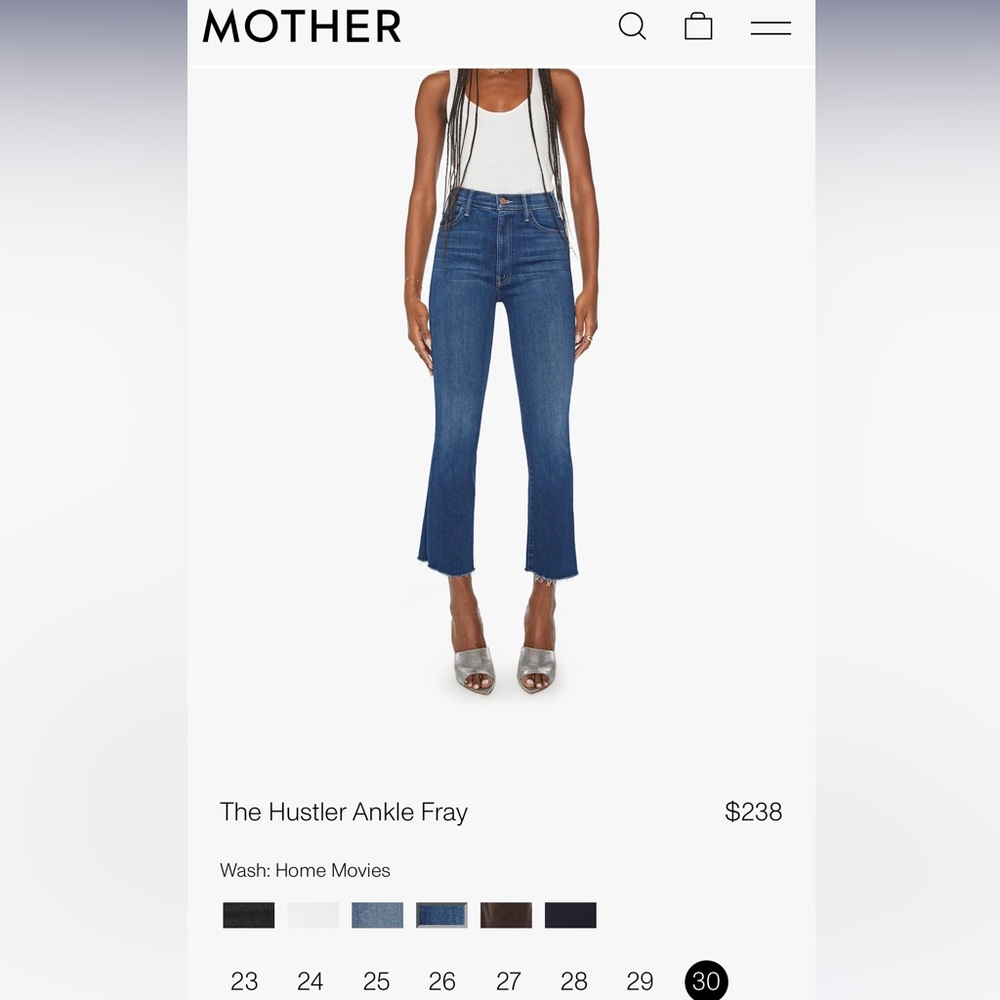 Mother Denim The Hustler Ankle Fray Size 30
Wash: Home Movies
